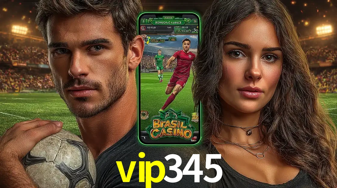 Homem segurando uma bola de futebol e uma mulher ao lado de um smartphone exibindo o jogo de apostas esportivas da vip345. Faça seu palpite no cassino online.